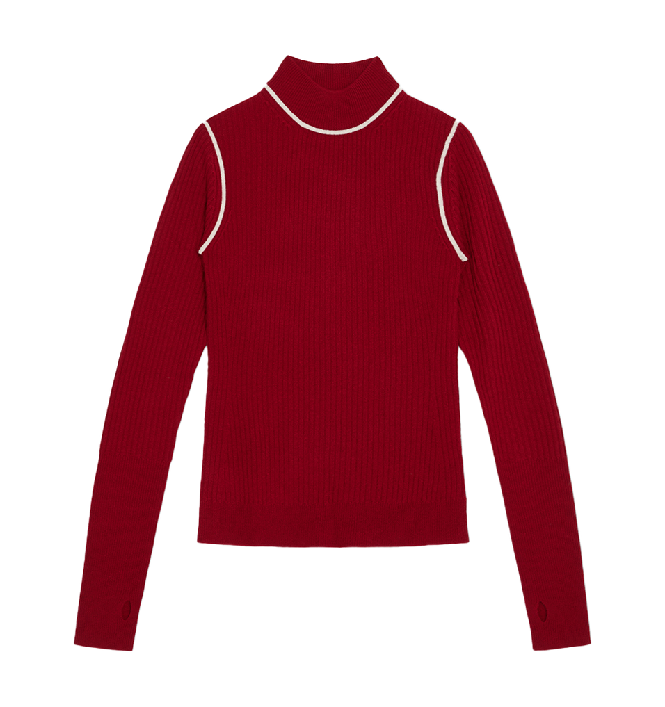 fine rib mock neck