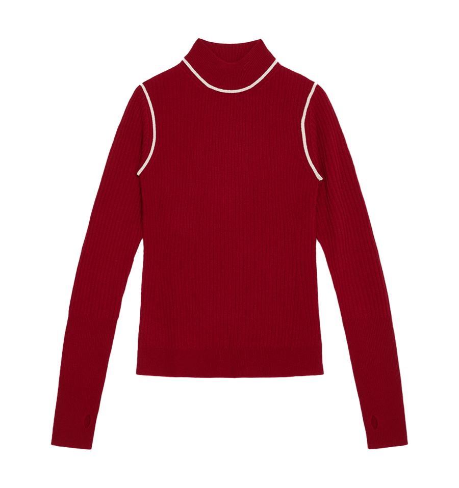 fine rib mock neck